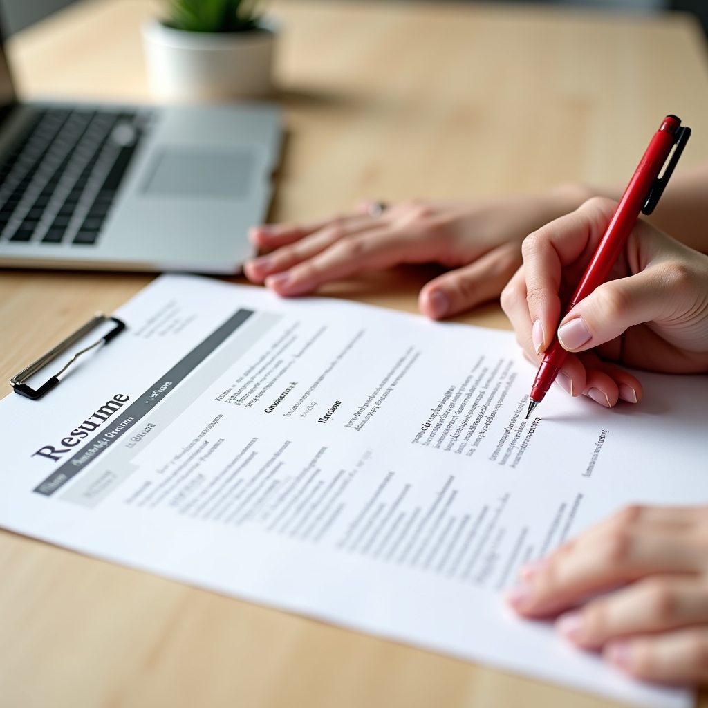 Önéletrajz átnézése közelről irodai környezetben