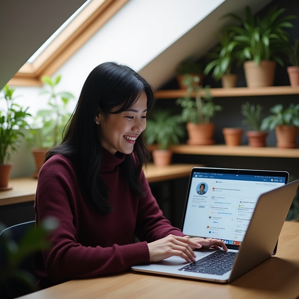 LinkedIn profil optimalizálás laptop előtt